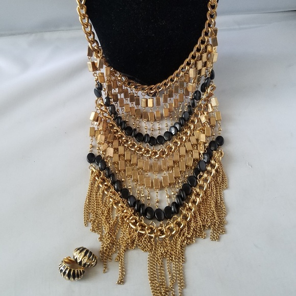 Jewelry - Vintage 70's Collar Statement Necklace & Earrings